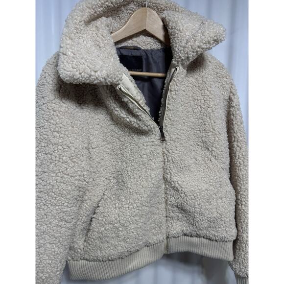 Banana Republic Ivory Sherpa Teddy Fleece Jacket Women Size M - Picture 1 of 6